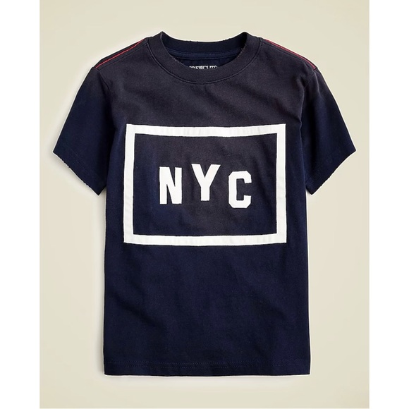 NWT J. Crew Crewcuts Kids' NYC Appliqué Graphic T-shirt Navy Blue - Picture 1 of 5